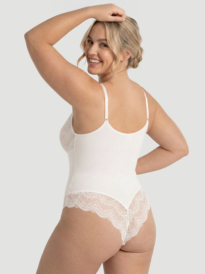 Plunging Lace Bodysuit Shaping Thong